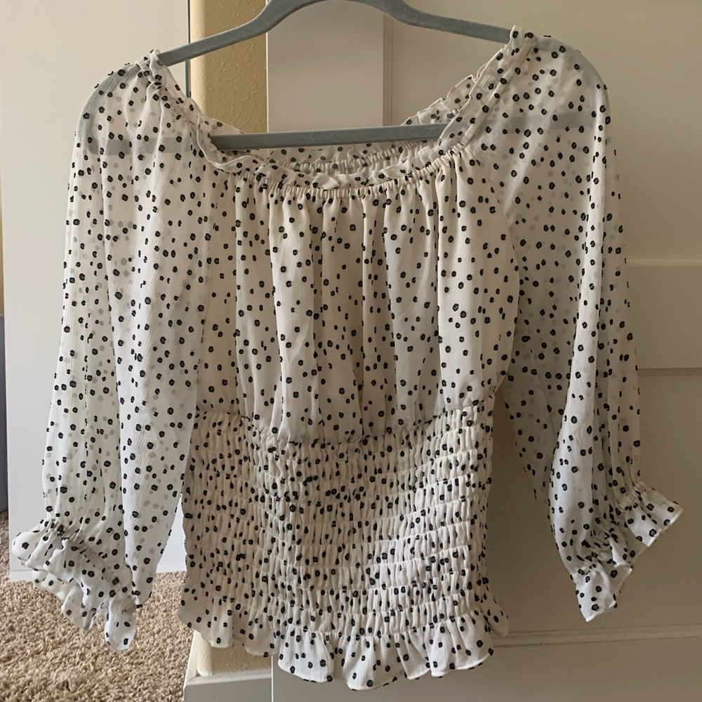Anthropologie Off the Shoulder Polka Dot Top